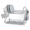 Kitchen 2-Tier Dish Drying Rack Drainer Holder Plates Cup Tableware Bowl Shelf Basket