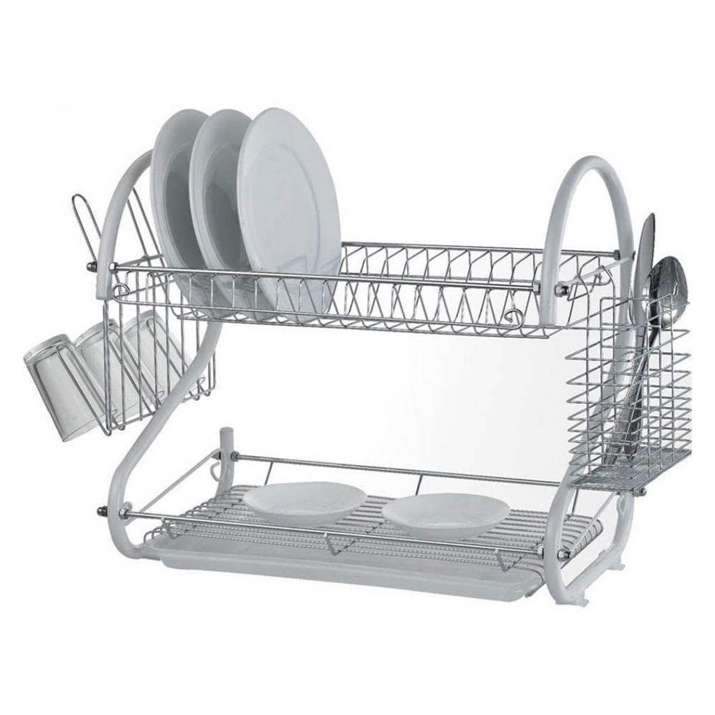 Kitchen 2-Tier Dish Drying Rack Drainer Holder Plates Cup Tableware Bowl Shelf Basket