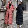 Women's Removable Hood Cotton Coat - Over-the-Knee Length, Thickened for Winter 2024