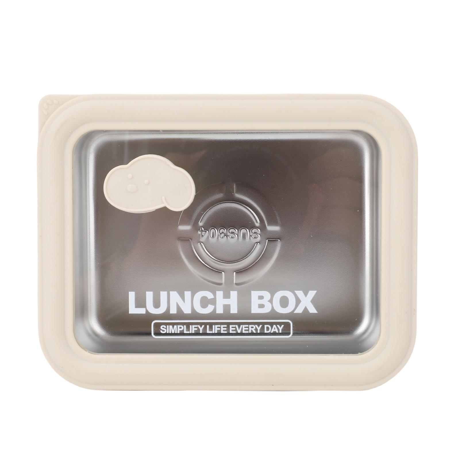 

Lunch Container Visible Microwave Safe Portable 304 Stainless Steel Lunch Box for School Picnic Travel Beige Small 600ml L