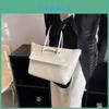 Chic Large Capacity Tote Bag For Women Stylish Retro Commuter Handbag 2024 In Black Coffee Brown Khaki White