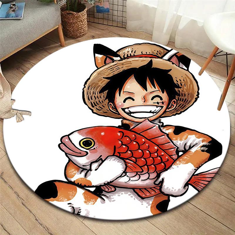 One Piece Monkey D Luffy Round Area Rug Carpet Rug For Living Room Bedroom Sofa Playroom Decor Nonslip Floor Mat