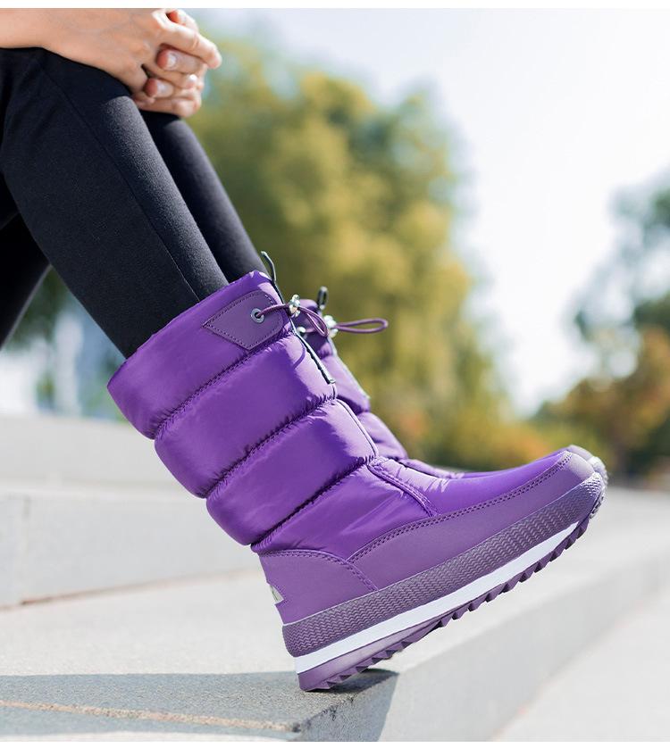 Fashion Winter Thick Women's Snow Boots Warm Plush Mid-calf Boots Non Slip Waterproof Platform Snow Boot Casual Female 2025 New