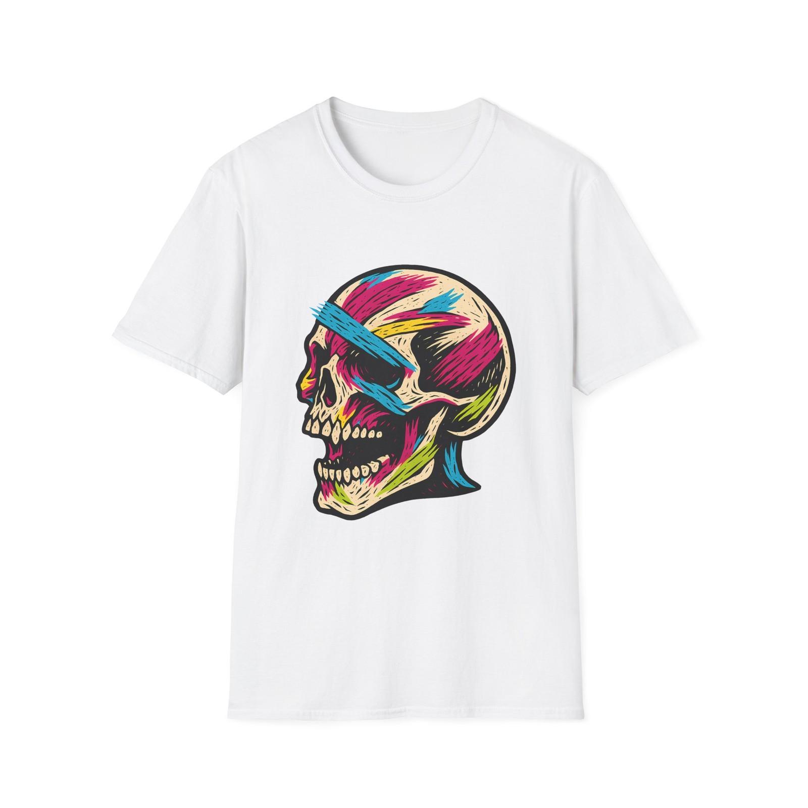 Unisex Softstyle T-Shirt Skull Neon Art Abstract S