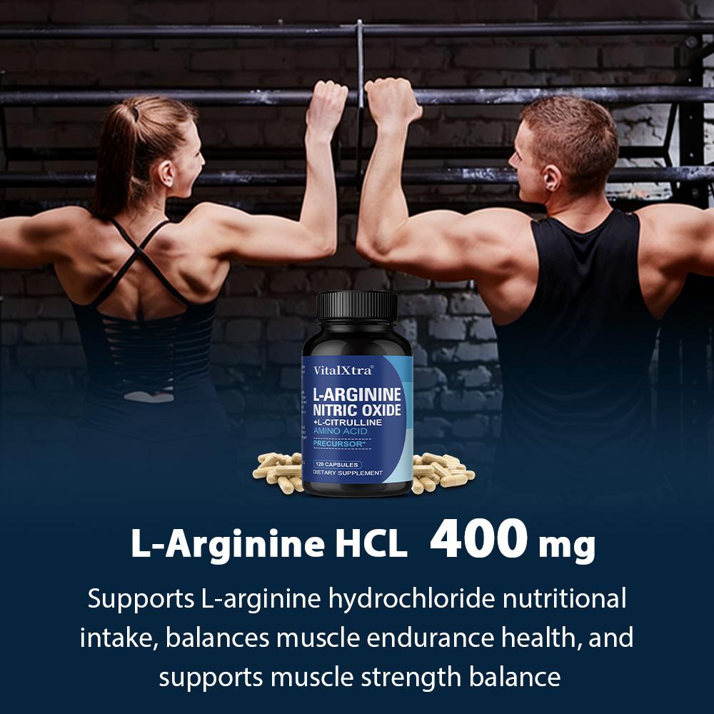 L-Arginine, Nitric Oxide, and L-Citriline Supplement, 120 Capsules