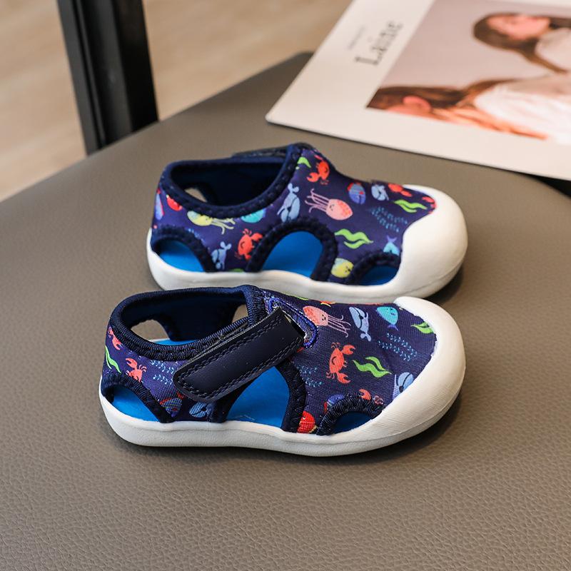 

New Children Sandals Anti slip Girls Sandals Fashion Girl Shoe Versatile Boy Beach Lightweight Child Shoes Soft soled Boy Shoe 15insole 12cm синий