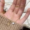 Women's Simple Cubic Heart Pendant Minimal Necklace