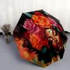 Floral Crown Afro Woman Art PrintUmbrella with Cute Design,Portable 3-Fold Compact Umbrella for Men&Women,Valentine's Day Mother's Day Hallo