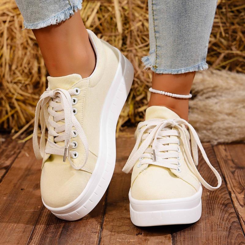 Autumn new large-size single shoes women's round head thick-soled casual lace-up round head foreign trade women's single shoes