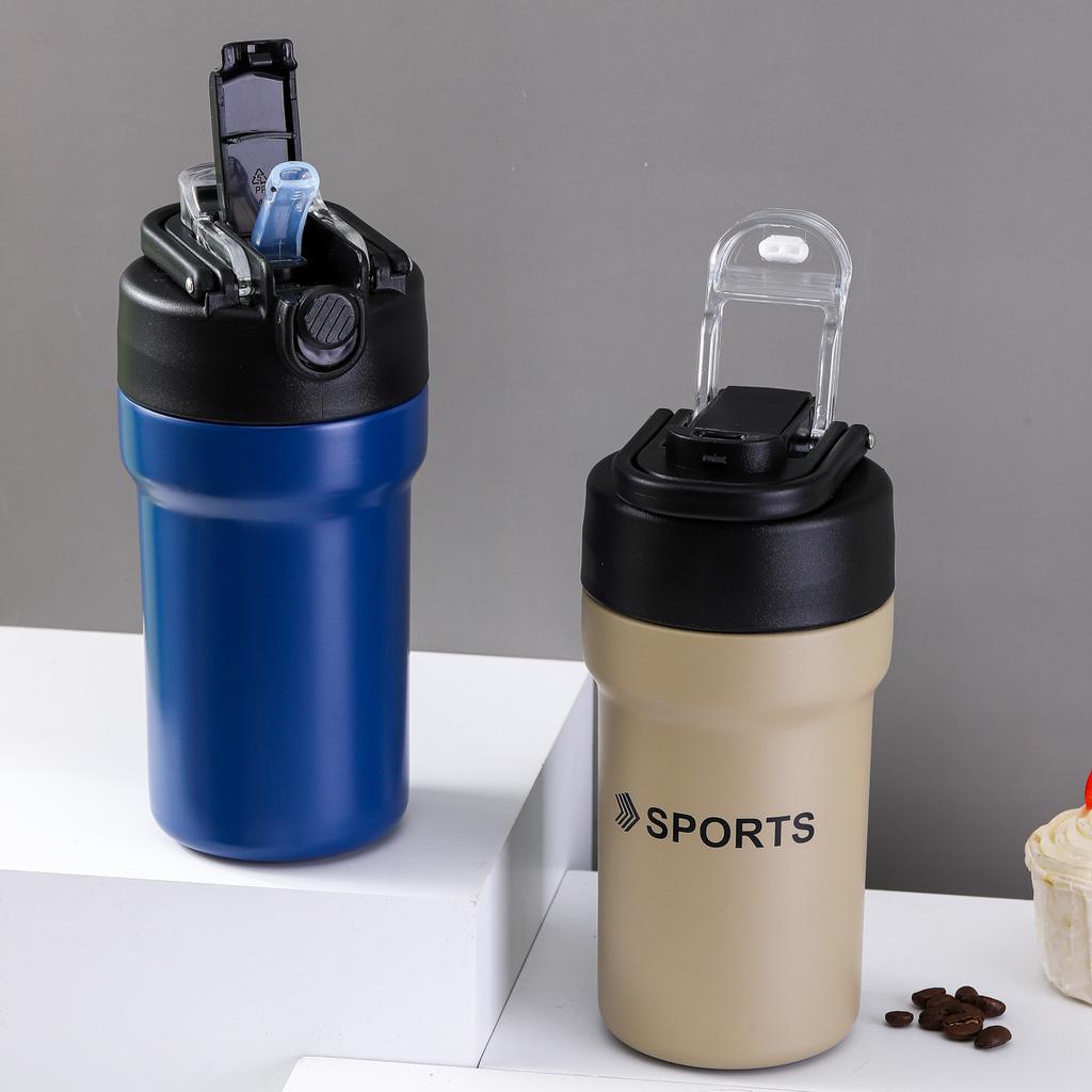Stahl Thermosbecher Großer Deckel Tragbar Sport Wasserbecher Outdoor Bergsteigen Radfahren Wasserflasche Langlebig Langlebig