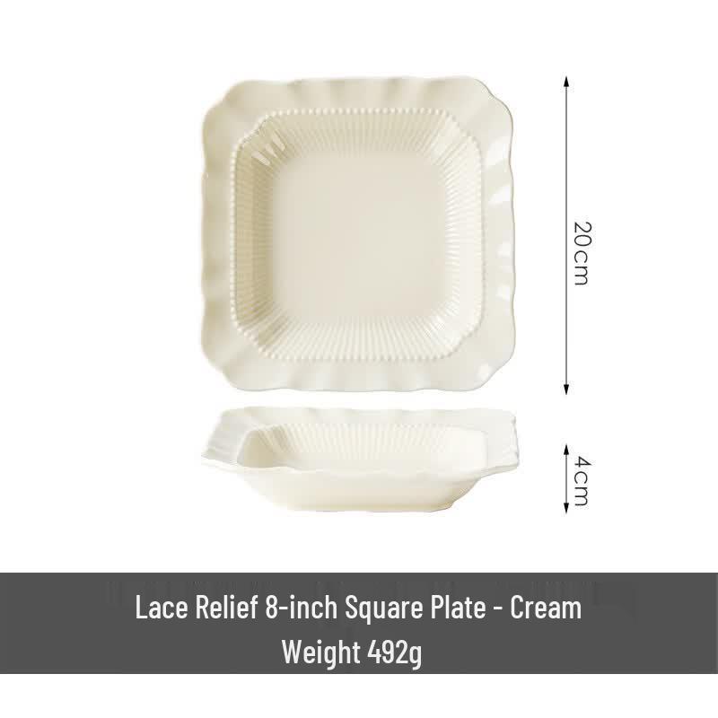 OIMG Cream Style Embossed Ceramic Plate