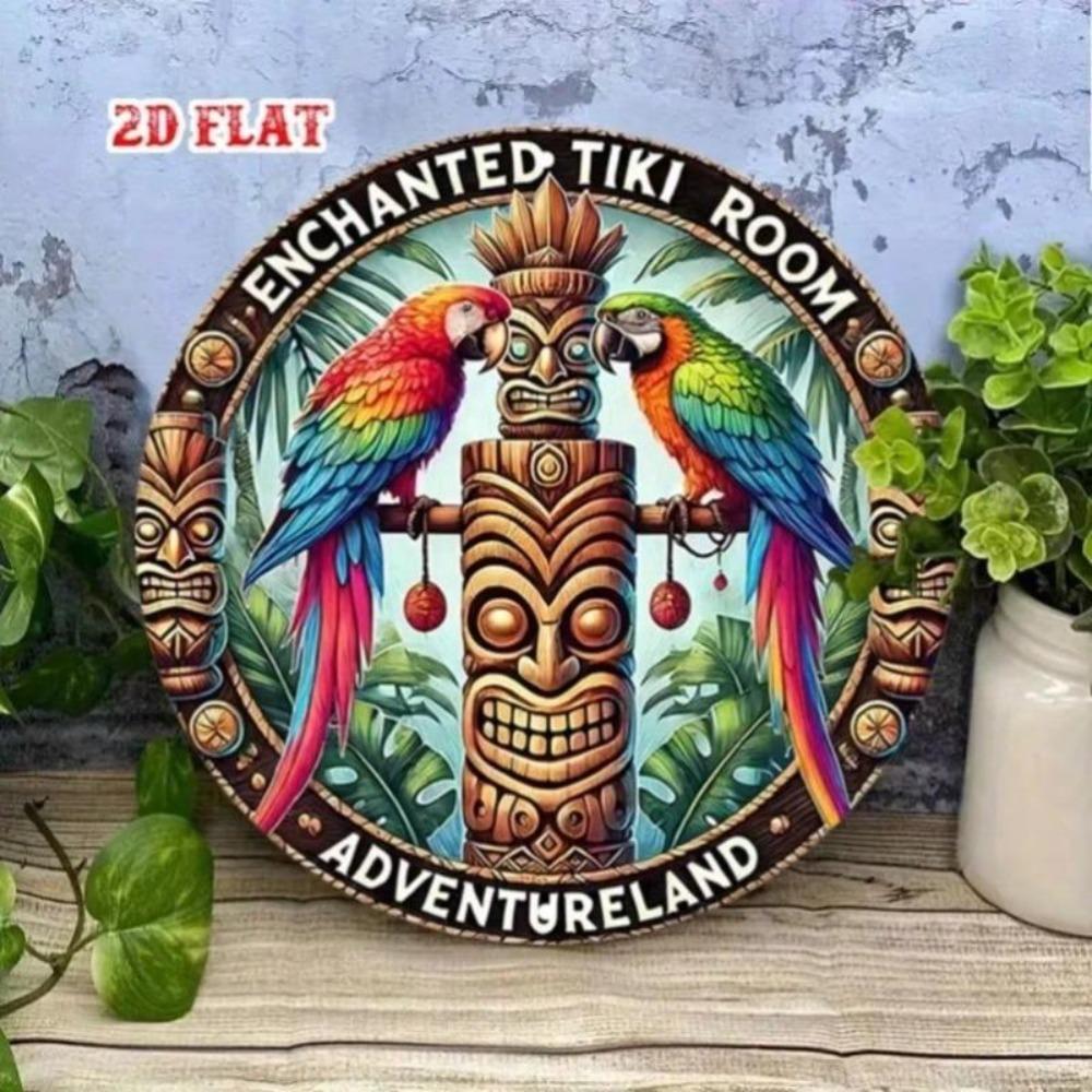 Metalowy Znak Tropicznego Papugi Tiki do Wystroju Kawiarni Baru Pokoju
