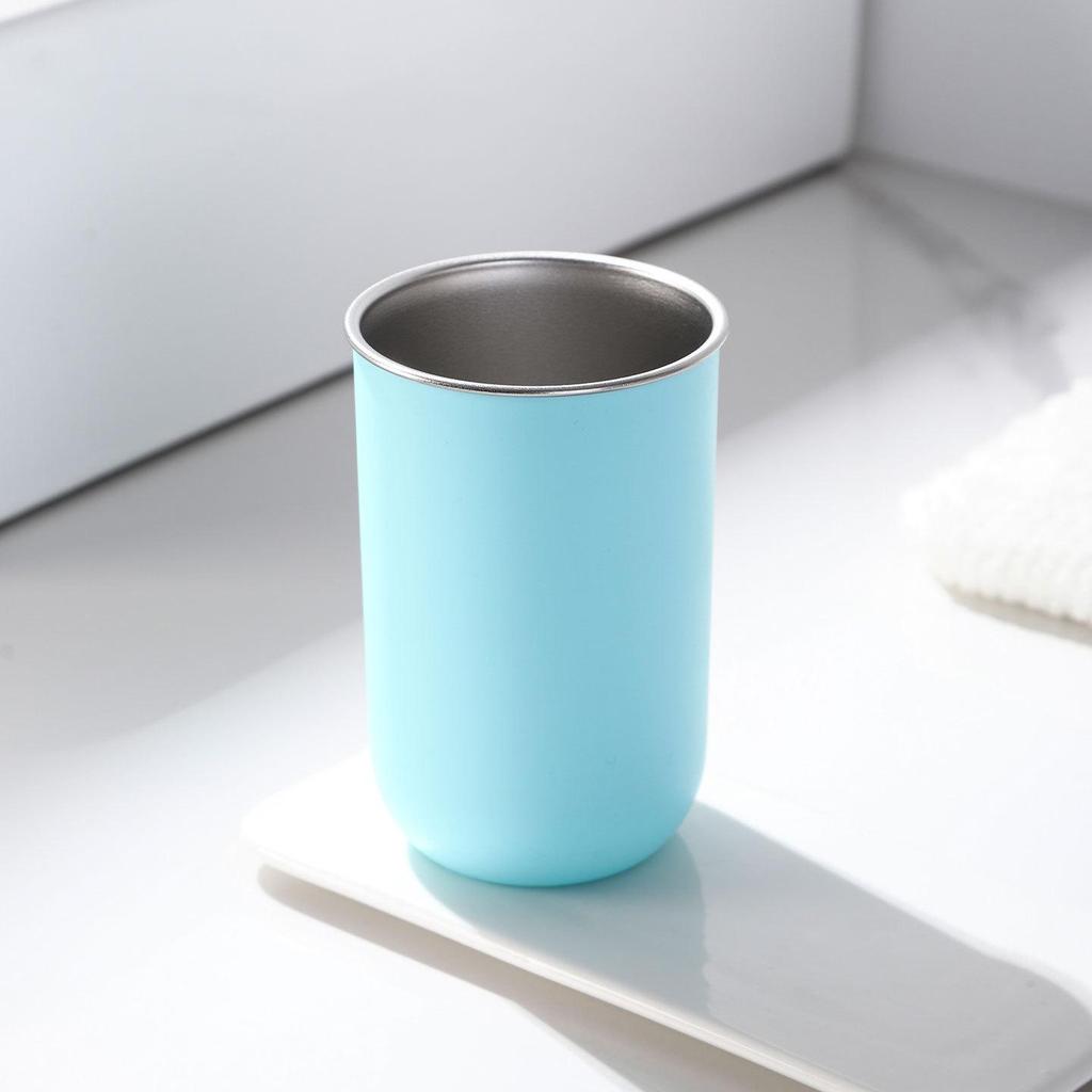 Minimalist Stainless Steel Toothbrush and Rinse Cup Set for Couples and Kids