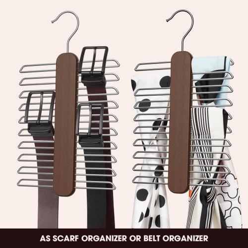 Uinicor Tie Hanger, Closet Tie Organizer with 20 Tie Storage Capacity, Wooden Tie Organizer, Tie Holder, 360 Rotating Accessory Organizer for Ties, B