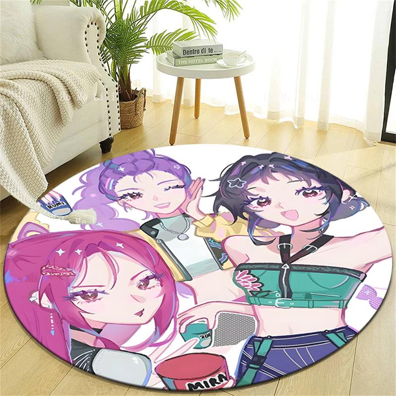 1pc KPop Demon Hunters3 Design Printed Area Round Carpet for Bedroom Living Room Home Decor Rugs Mat Non Slip Mat Rug for Bedside