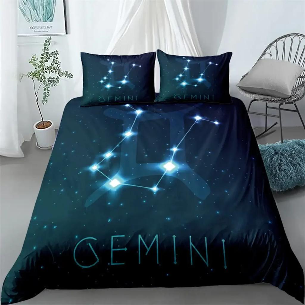 Comforter Constellation Psychedelic Galaxy Astrology Hippie Mystery Compass Blue For Bedroom Decoration Warm Soft