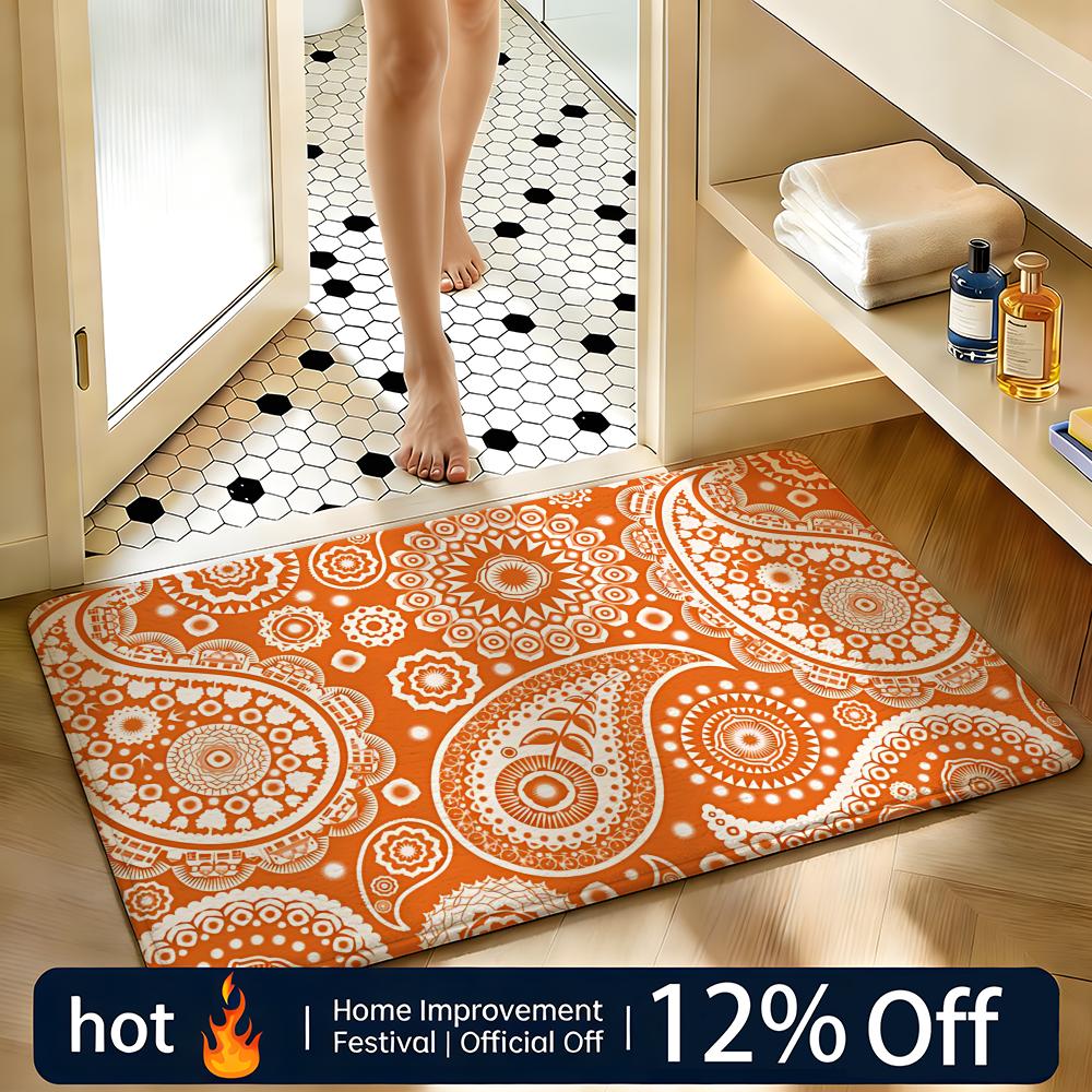 Soft Absorbent Non-Slip Rug Pattern Creative Pattern Design Floor Mat Home Decor Doormat Bedroom Floor Mat Shower Carpet