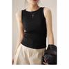 Summer new threaded versatile vest slim-fitting sleeveless tight top slimming one-word collar top trendy