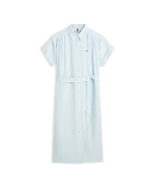 TOMMY HILFIGER Linen Belted Shirt Dress