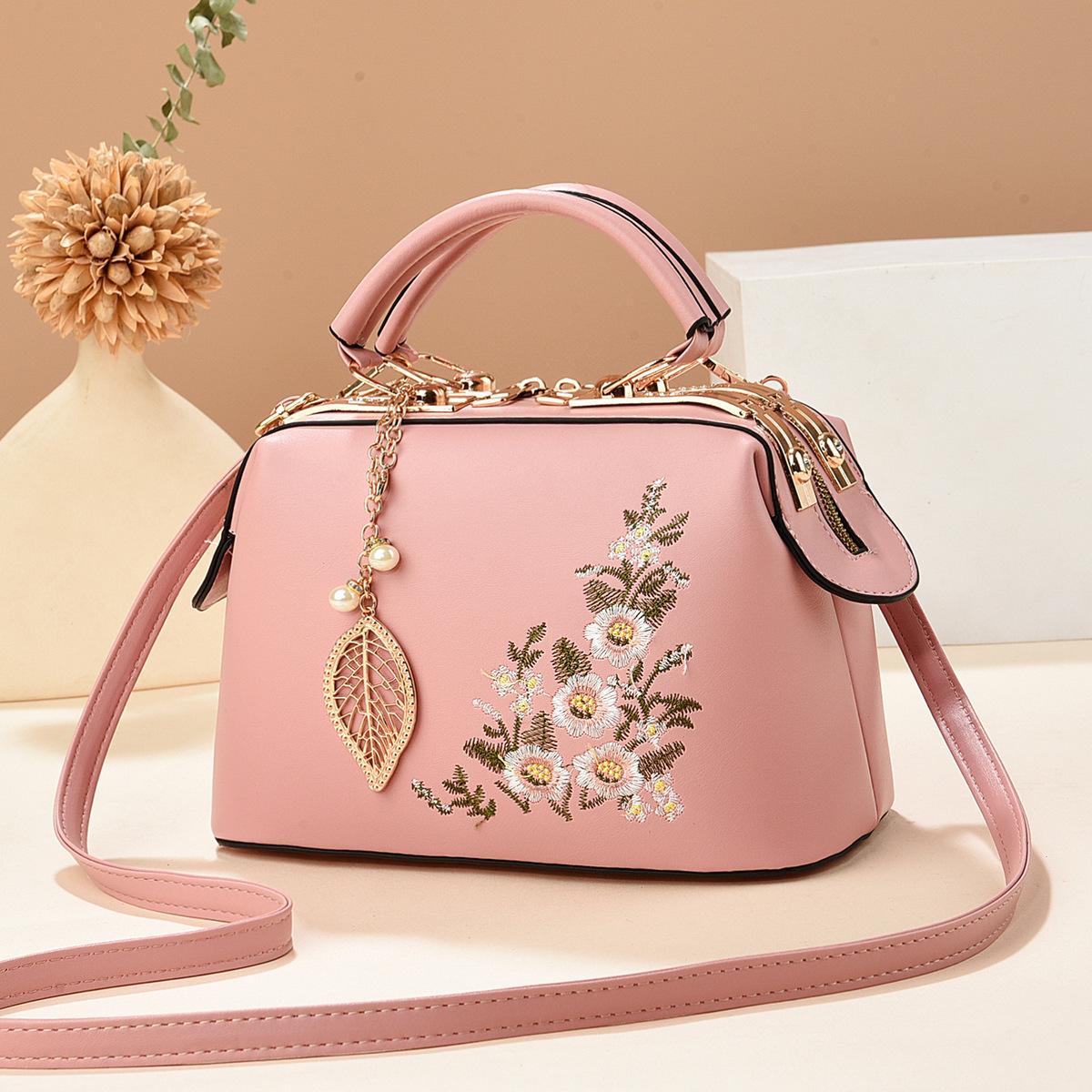 

Large Capacity Handbag, New Chinese Style Floral Shoulder Bag, Dignified and Elegant Quality Women s Bag розовый