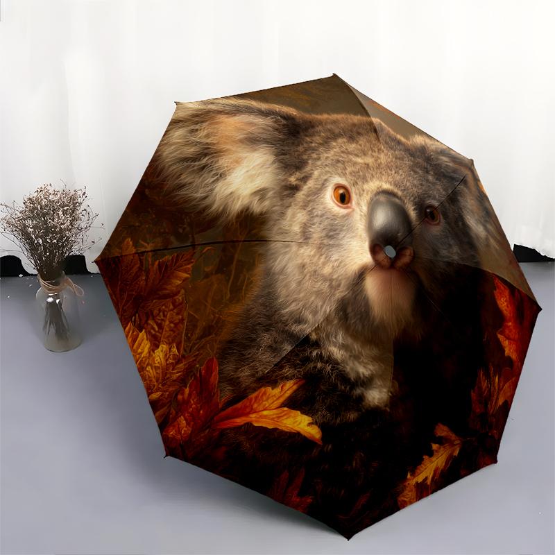 Fantasia koala, ombrello pieghevole automatico, design portatile e pieghevole, 8 stecche, un regalo di Natale o di compleanno.