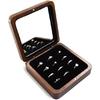 Rustic Wooden Ring Storage Display Box With Mirror Portable 12 Slots Rings Organizer Holder Tray
