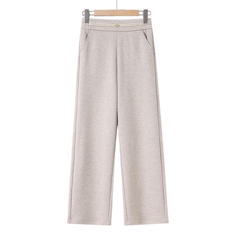 LangSha Women's Fleece-Lined High-Waist Straight-Leg Trousers