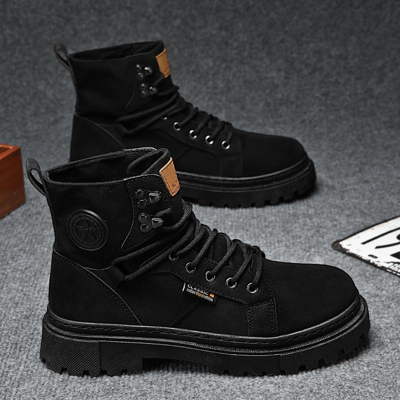 High Top Men's Canvas Shoes  Autumn Winter Platform Sneakers Comfortable Outdoor Ankle Short Boots Male Sneakers Zapatos Hombres