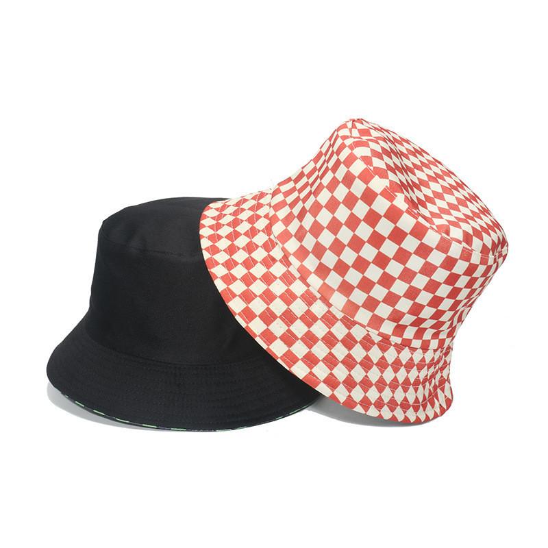 Fashionable Black And White Grid Check Fisherman Cap Sun Protection Bucket Hat