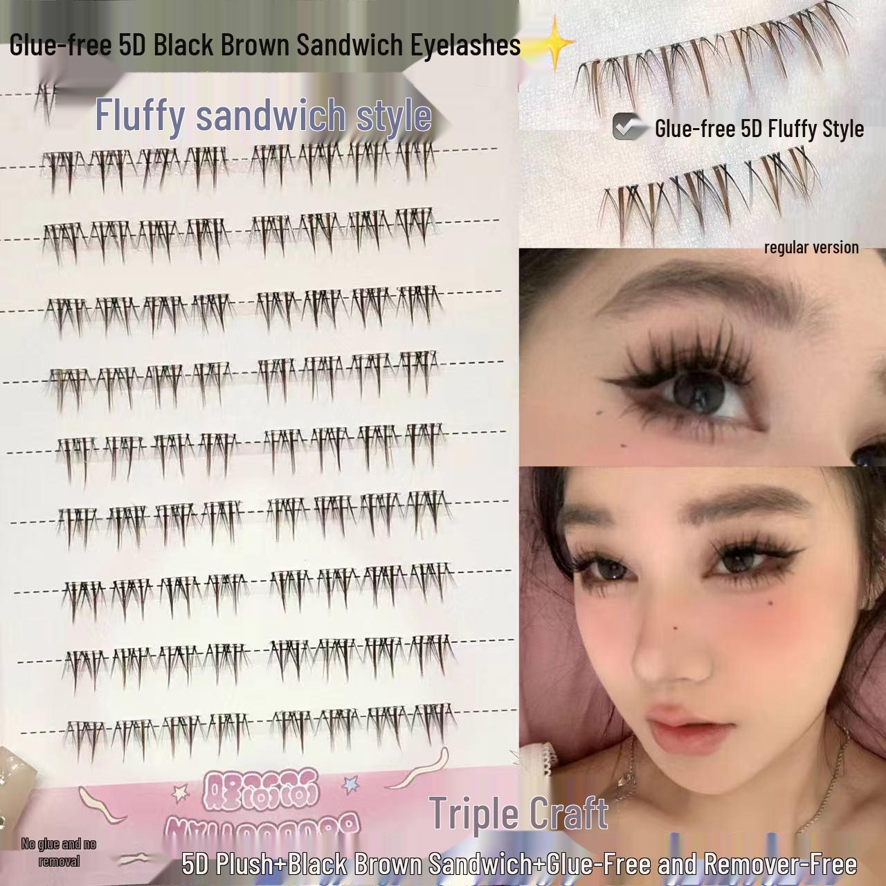 

Doudou 5D Fluffy Black Brown Lower Eyelashes with Transparent Band