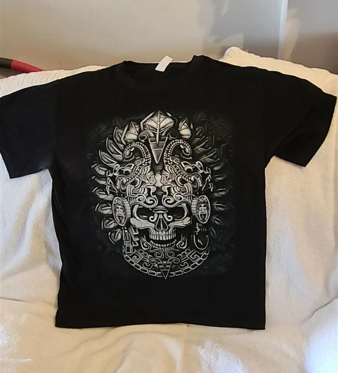 AZTEC SKULL KING WARRIOR MASK MAYAN T-shirt S