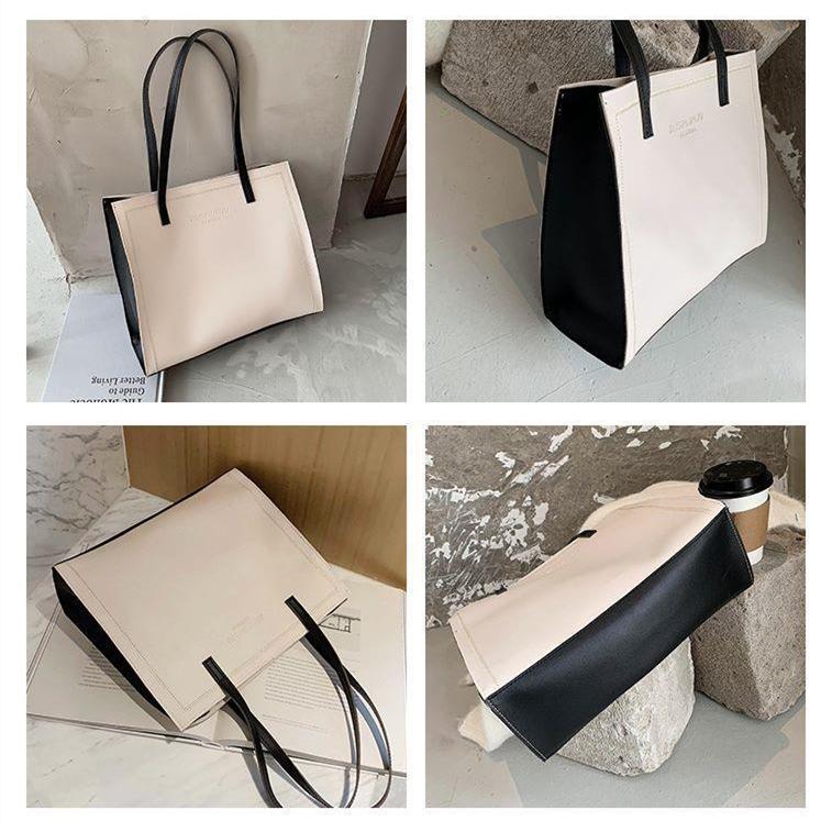 Женская однотонная большая вместительная сумка-тоут для отдыха из искусственной кожи — фото 15