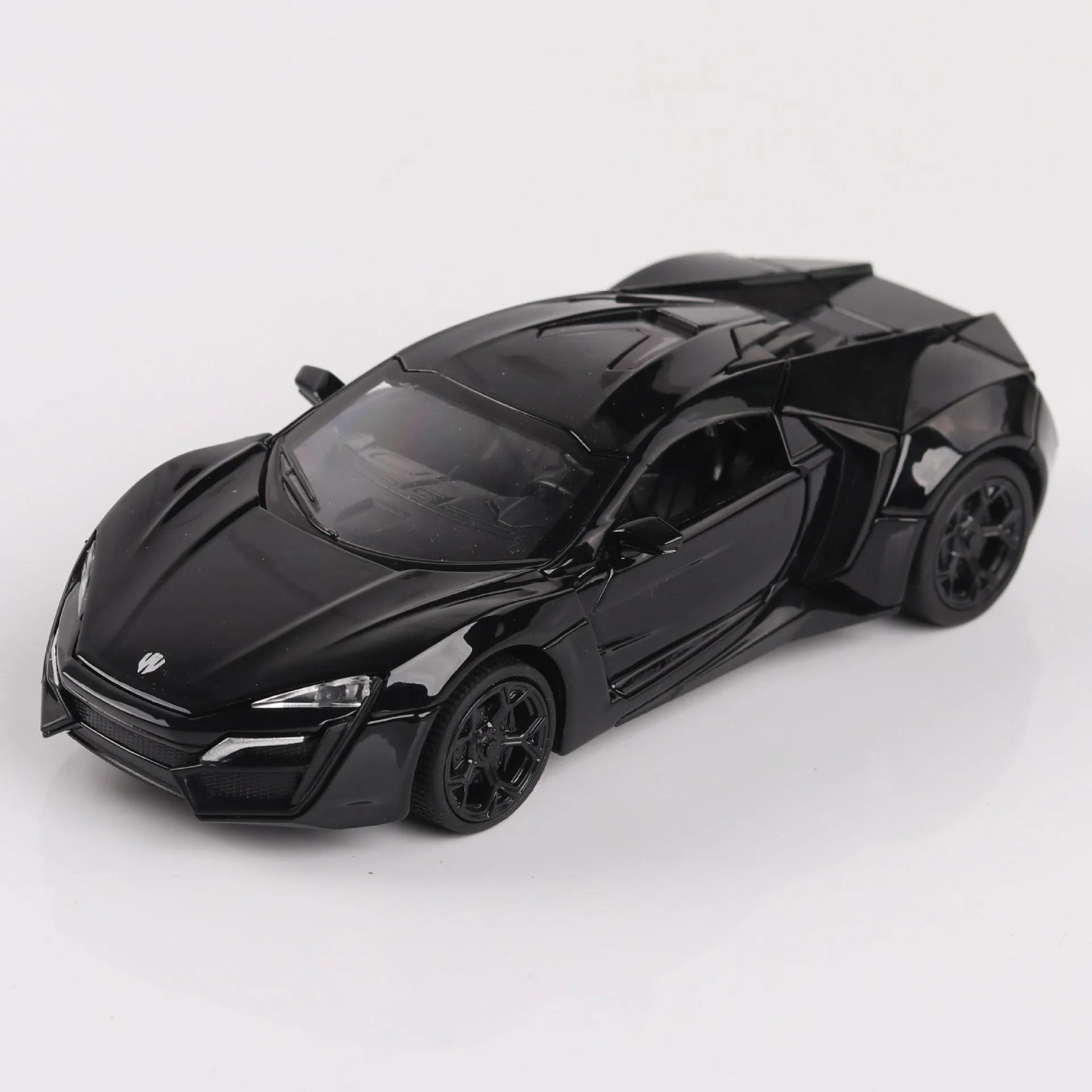 

1:32 Lykan Alloy Sports Car Model Diecast Metal Vehicles Doors Openable Light Music Miniature Models Office Table Ornament чёрный