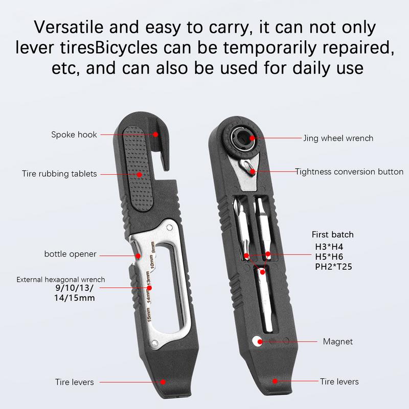 Mini Ratchet Wrench Bike Tire Lever Repairing Wrench Tool Bicycle Hex Spoke Allen Wrench Tire Lever Mini Pocket Tire Repair Tool