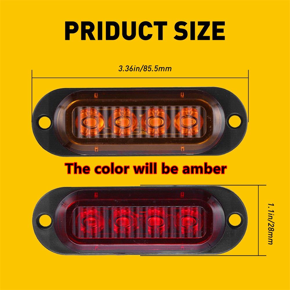 8PCS Amber LED Side Marker Clearance Lights Waterproof Trailer Truck RV