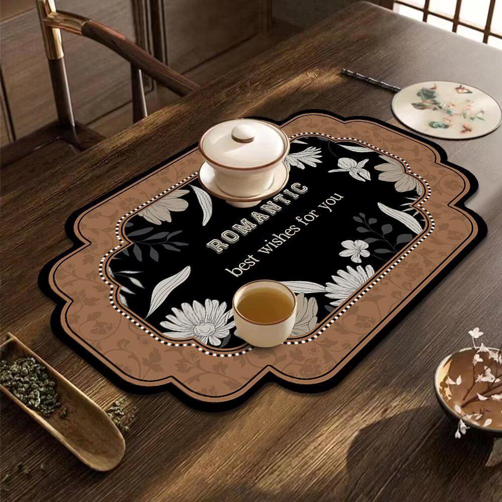 Chinese Style Diatomaceous Earth Tea Table Mat - Heat Insulation & Water Absorption for Teacups 30x40 cm