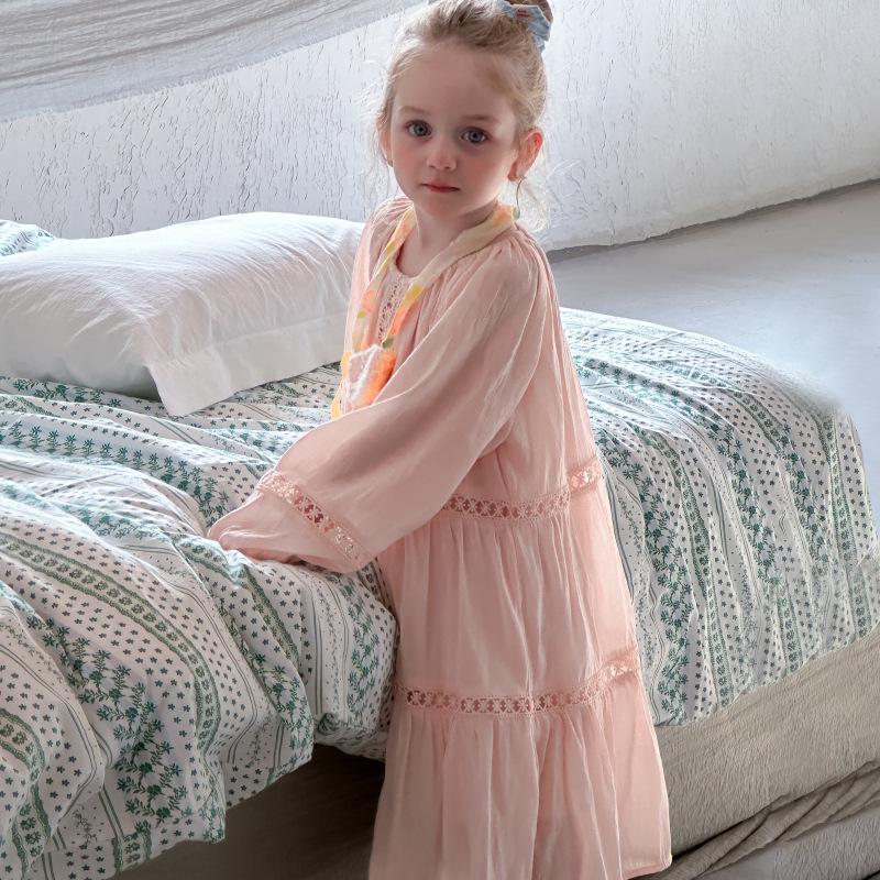 Dziewczęca koronkowa sukienka księżniczki na wiosnę 2025: Słodka długa spódnica dla małych dziewczynek