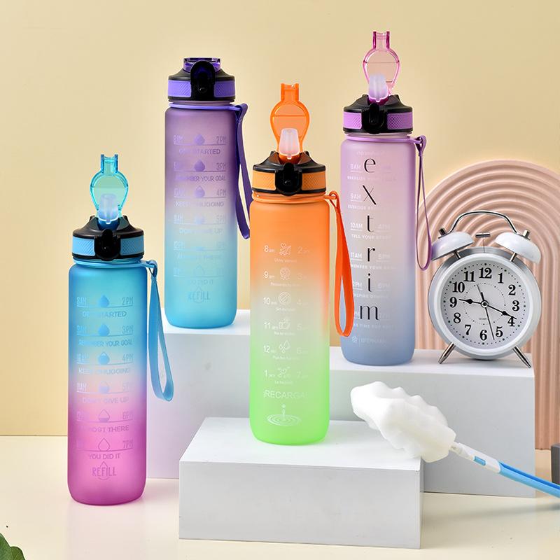 Tritan Straw Matte Gradual Change Large-capacity Sports Fitness Will Carry Rope Plastic Water Cup When Going Out