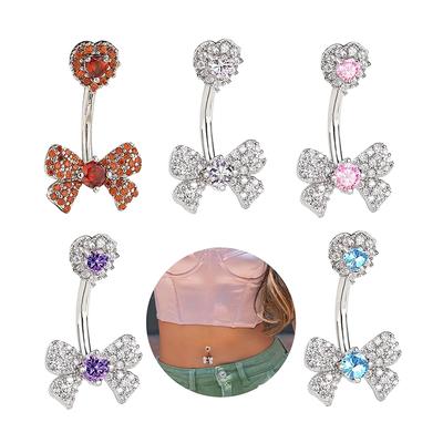 Exquis Anneau de Nombril avec Nœud Zircon Anneaux de Nombril Pour Femmes Filles Bijoux de Piercing Corporel Anneaux de Nombril Sexy Cadeaux
