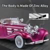 1/24 Mercedes Benz 1936 500K Classic Vintage Alloy Diecast Car Model Sound Car