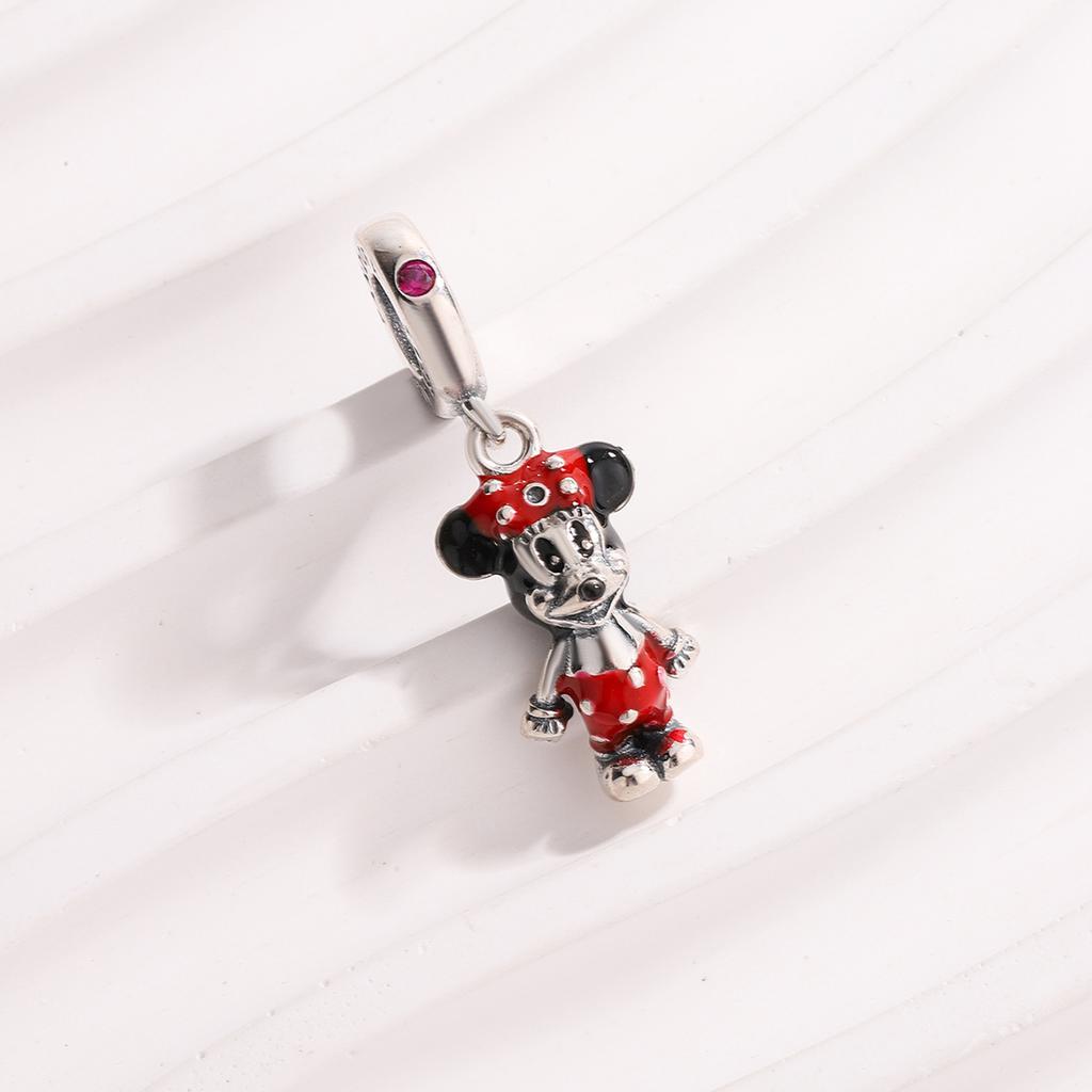 Panjia White Copper Silver-plated Pendant Pink Five-leaf Petals Gold Rose Beaded DIY Bracelet Accessories Fashion