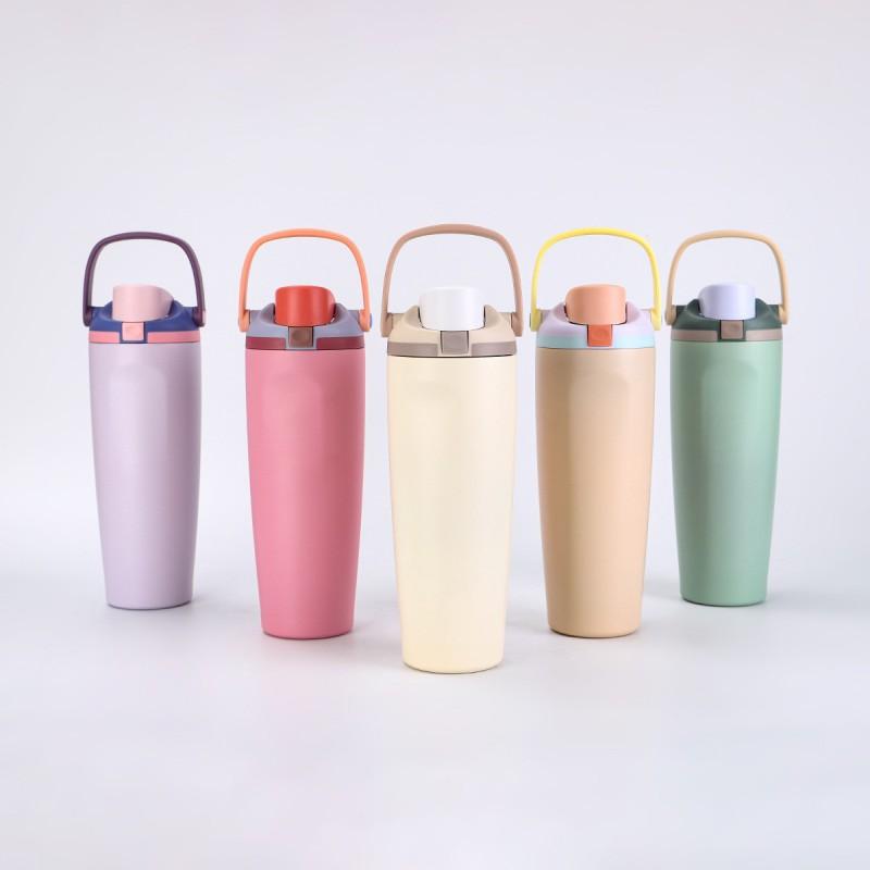 30oz Large Capacity Stainless Steel Vacuum Insulated Travel Mug With Flip Lid Straw Car Office Outdoor Use