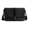 LeagueMessenger Coated Canvas With Calfskin Messenger Bag Crossbody Bag Large Men's Black CU202-OY2