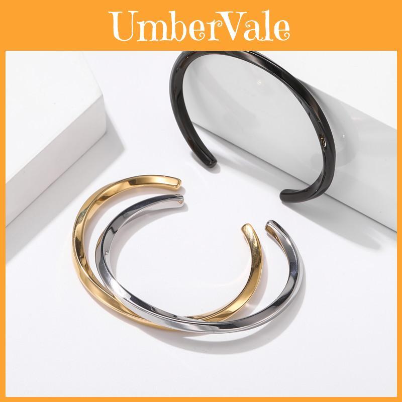Modern Titanium Steel Cshaped Open Bracelet For Couples And Men Women