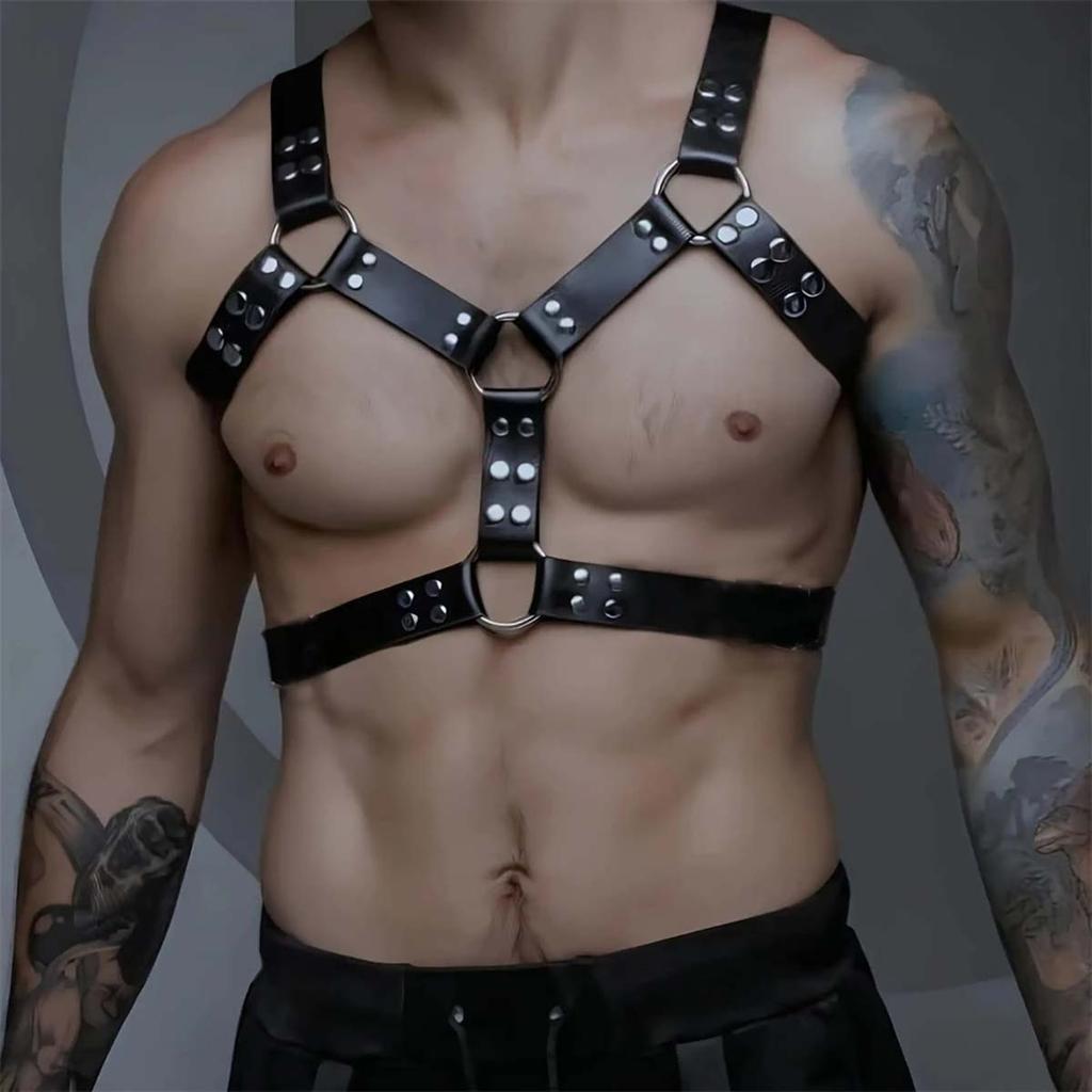 Men Harness Adjustable Sexual Body Bondage Fetish Gay Leather Chest Harness Cage Harness Belts Rave Gay Clothing For Adult Sex