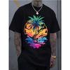 Europäische Größen Herren Freizeit Sportbekleidung Kurzarmhemd, Trendiges 2D-Druckmuster, Dehnbar und Bequem