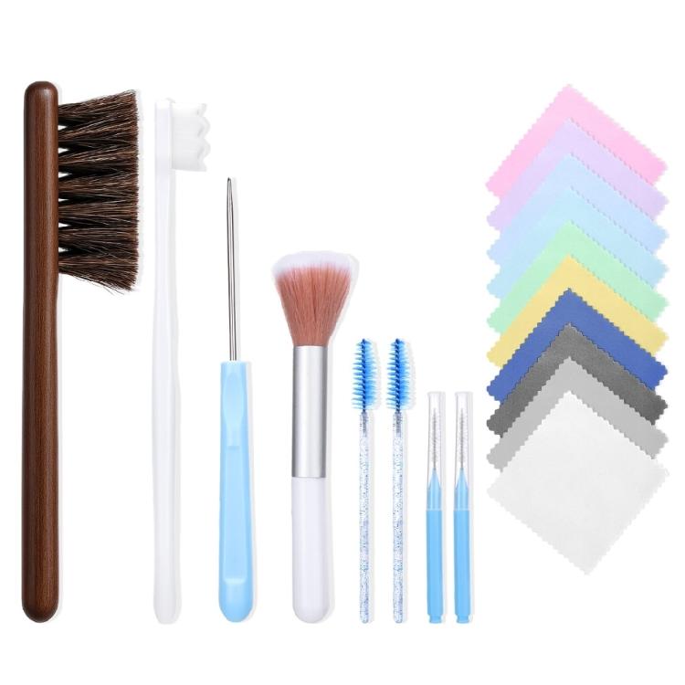 

Jewelry Cleaning Set Including Storage Organizers Small Hole Brush Polishing Cloth for Neat Tool PET Texture Design 1