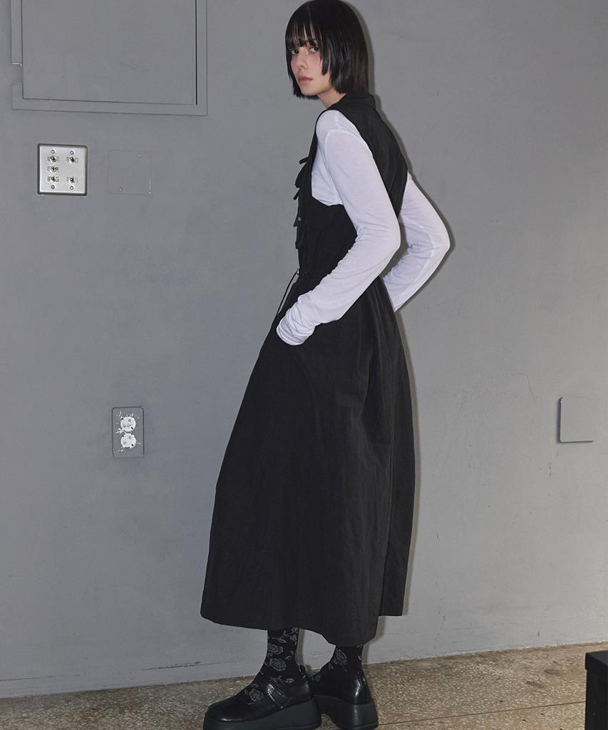 Lense Multi-Pocket Long Dress Black
