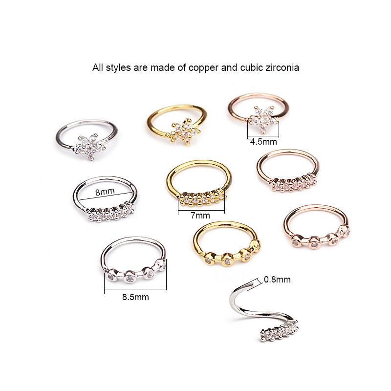 2021 European & American Zirconia Flower Nose Ring Piercing Jewelry with Shiny Diamonds.