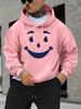 Cartoon‑smile Boys Girls Hip Hop Sport Hoodie, Pink Sweatshirt With Simple Big Smile Face Print For Kids Street Wear